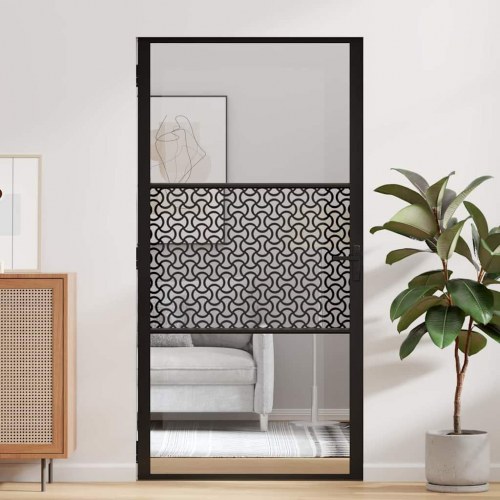 Indvendig Dør Sort 102.5 x 201.5 cm hærdet glas og Aluminium