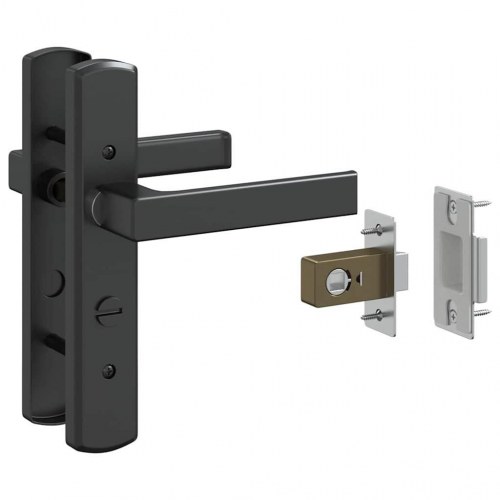 Indvendig Dør Sort 93 x 201.5 cm hærdet glas og Aluminium