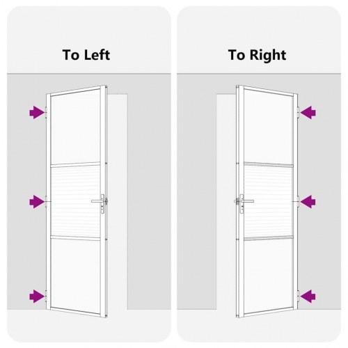 Indvendig Dør Sort 93 x 201.5 cm hærdet glas og Aluminium