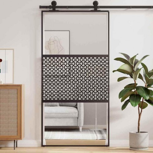 Skydedør Sort 102.5 x 205 cm Hærdet glas, aluminium