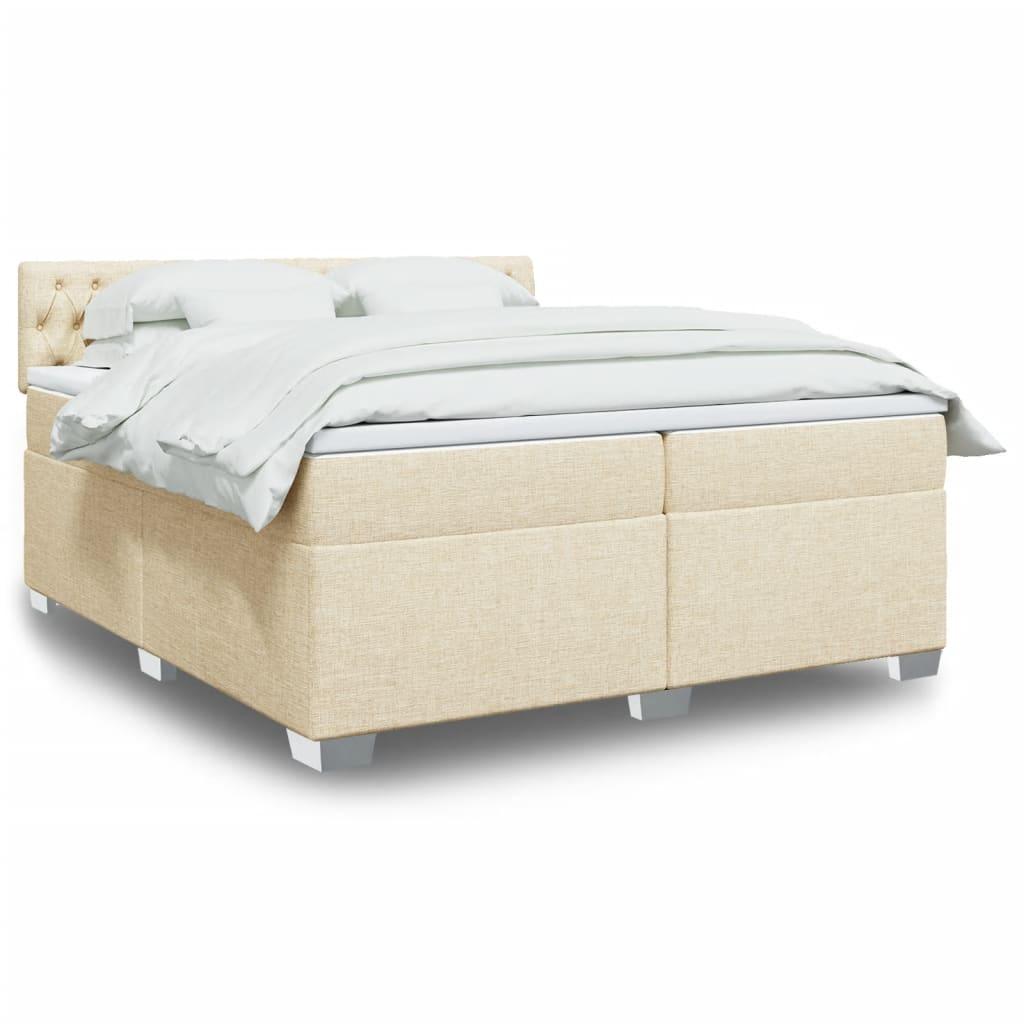 Kontinentalseng med madras og topmadras 200×200 cm - stof, cremefarvet