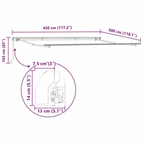 Markise Hvid 4,5 × 3 m Metal