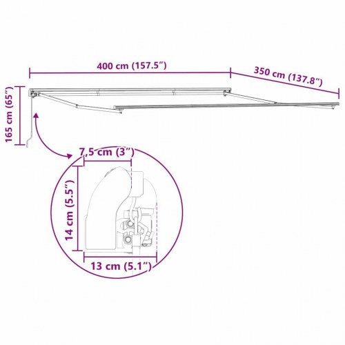Markise Hvid 4 × 3,5 m Metal
