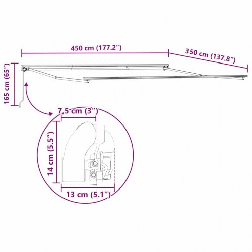 Markise Antracit 4,5 × 3,5 m Metal