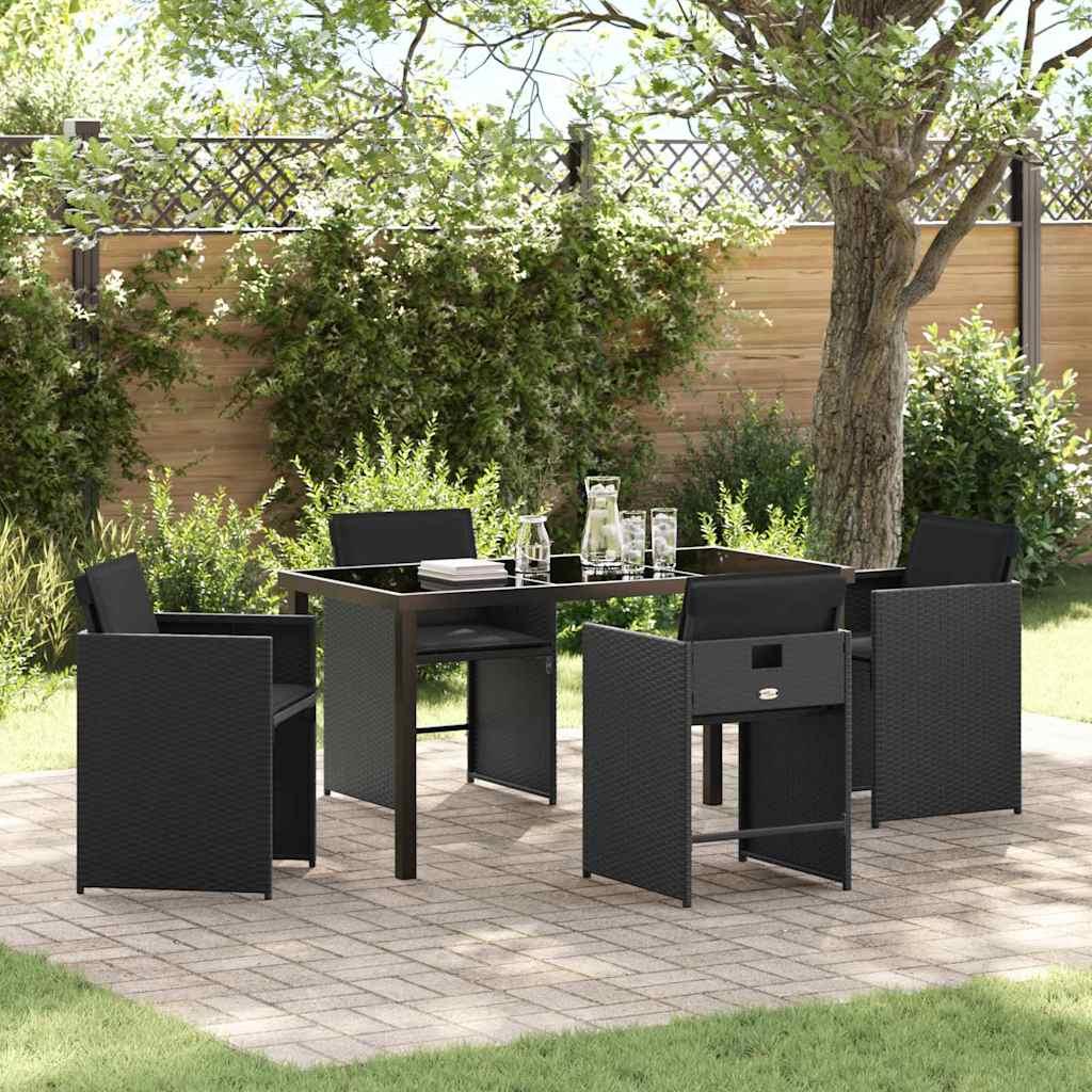 Have spisebordssæt i sort polyrattan - 5 dele, 4 personer
