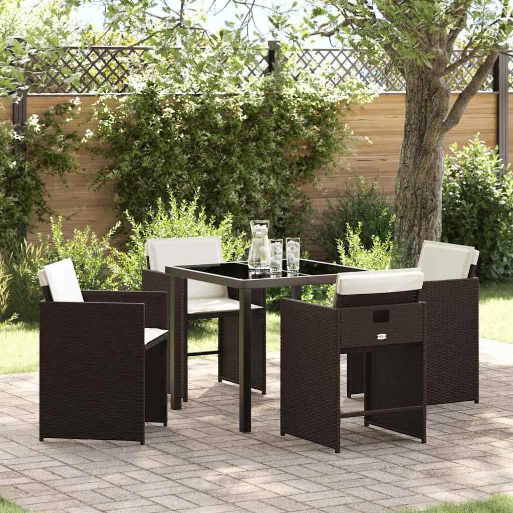 Have spisebordssæt i brun polyrattan - 5 dele, 4 pladser