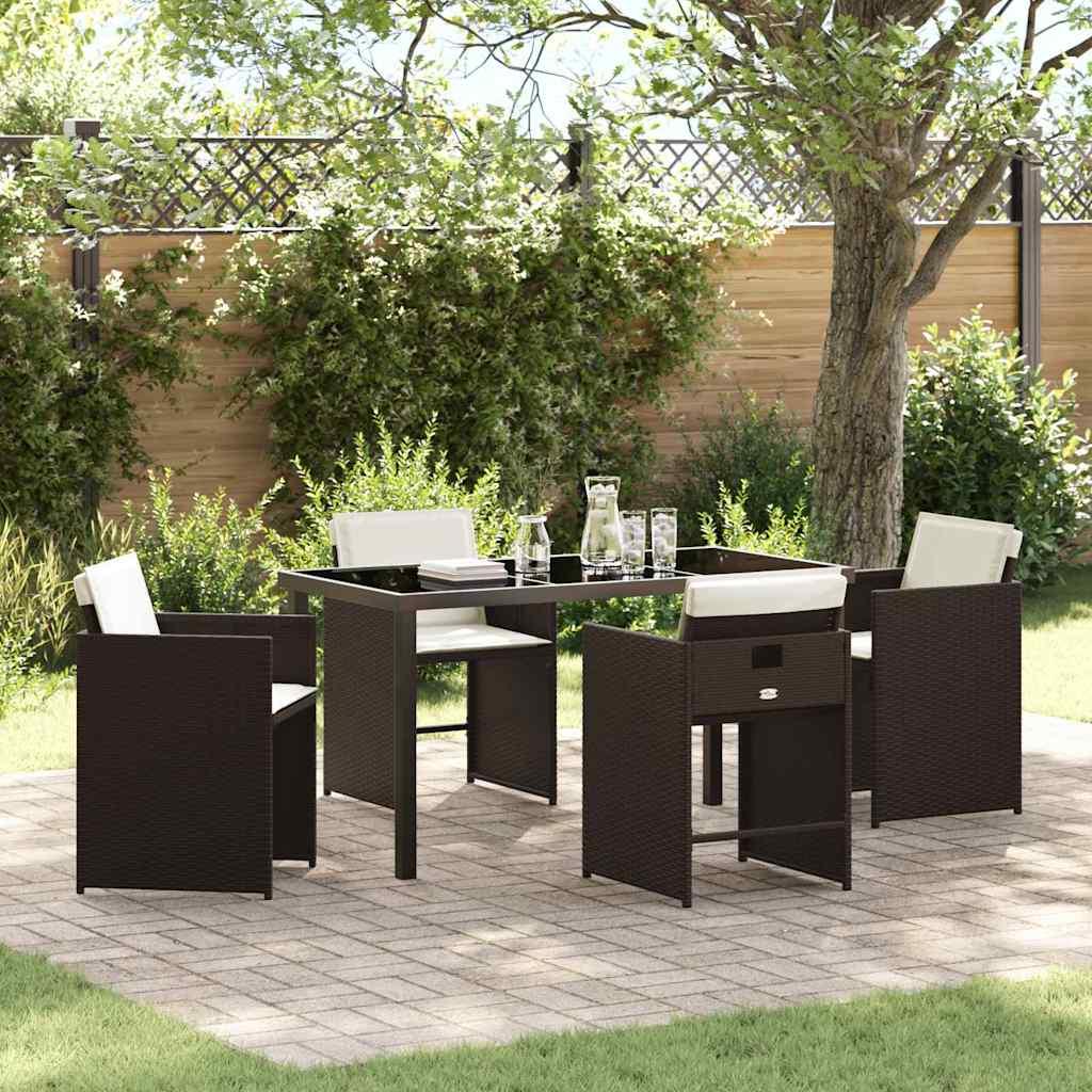 Have spisebordssæt i brun polyrattan - 5 dele, 4 pladser
