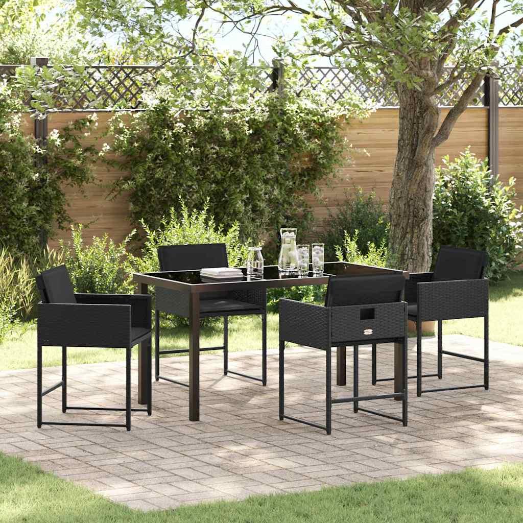 Have spisebordssæt i sort polyrattan - 5 dele