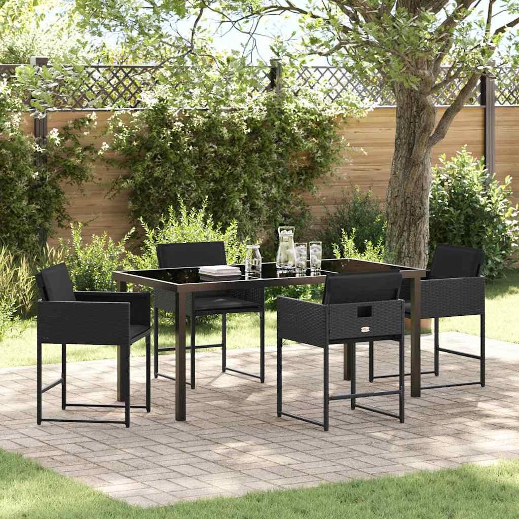 Have spisebordssæt i sort polyrattan - 5 dele