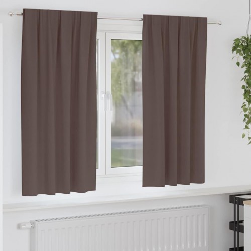 Mørklægningsgardiner med ringe - 2 stk, mørk brun, 175 × 140 cm