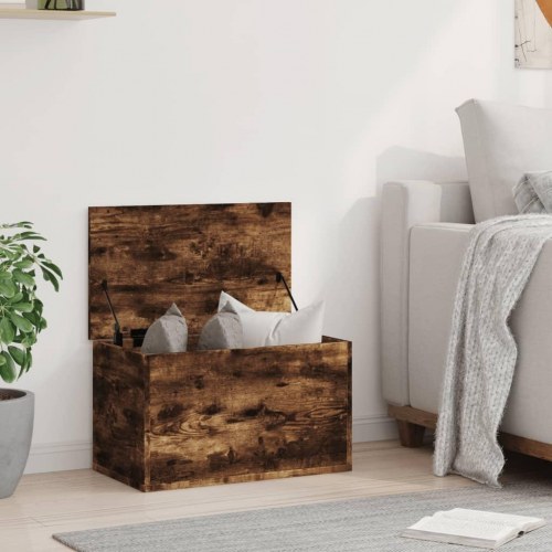 Opbevaringsboks 60 x 35 x 35 cm i konstrueret træ, røget egetræsfarve