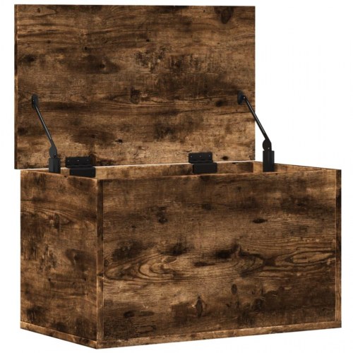 Opbevaringsboks 60 x 35 x 35 cm i konstrueret træ, røget egetræsfarve