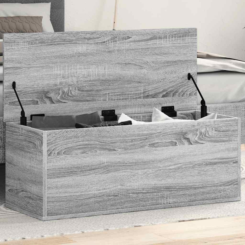 Opbevaringsboks 90x35x35 cm konstrueret træ grå sonoma-eg