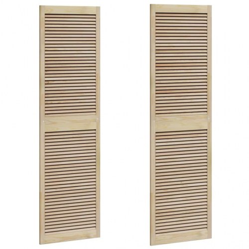 Skabsdøre - 2 stk natur, massiv fyrretræ 201 × 59,5 cm