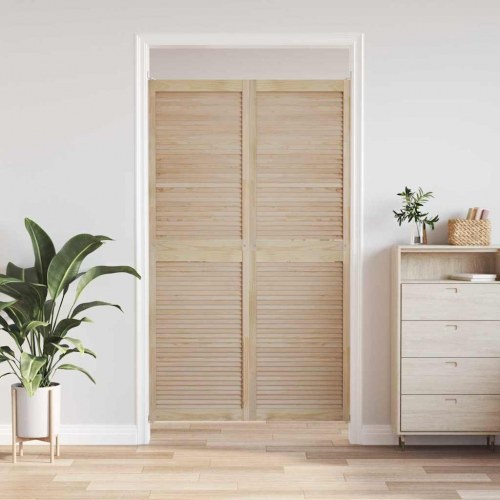Skabsdøre - 2 stk natur, massiv fyrretræ 201 × 59,5 cm