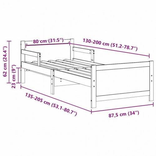 Sengestel med hovedgærde - hvid 80 x 200 cm