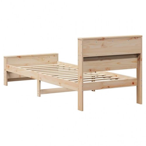 Sengestel med hylde - brun - 80 x 200 cm