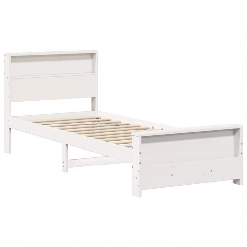 Sengestel med hylde - hvid 80 x 200 cm