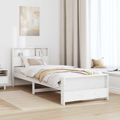 Sengestel med hylde - hvid 80 x 200 cm