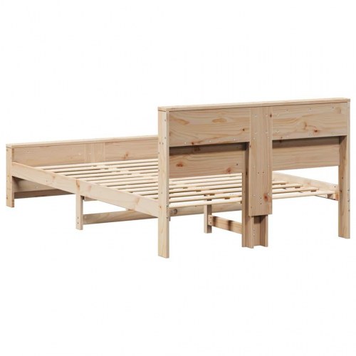 Sengestel med hylde brun 140 x 190 cm i massivt fyrretræ