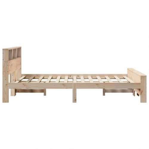 Sengestel med hylde i massivt fyrretræ - brun 135 x 190 cm