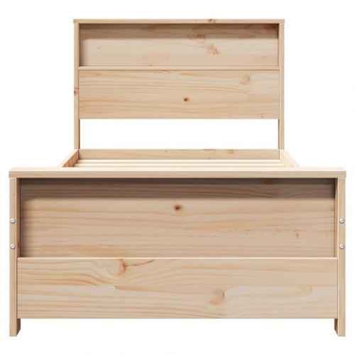 Sengestel med hylde - brun 90 x 190 cm i massivt fyrretræ