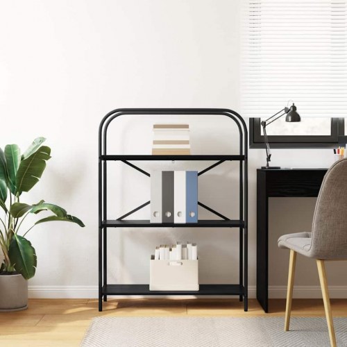 Bogreol med 3 hylder 80 x 30 x 109 cm - sort eg