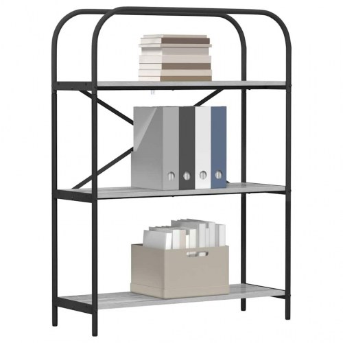 Bogreol med 3 hylder 80 x 30 x 109 cm - Grå sonoma