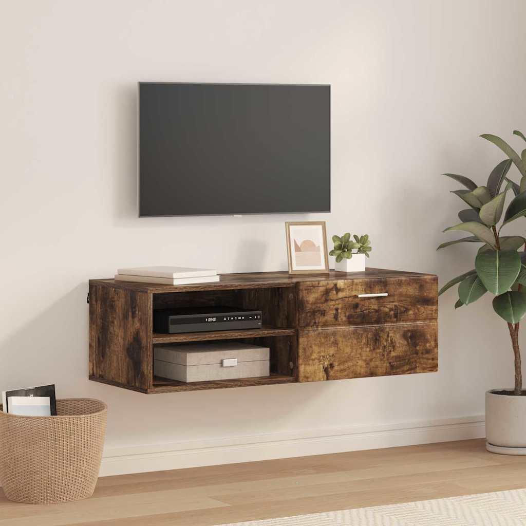 TV-skab med skuffe Røget eg 100.5 x 39 x 30 cm Konstrueret træ
