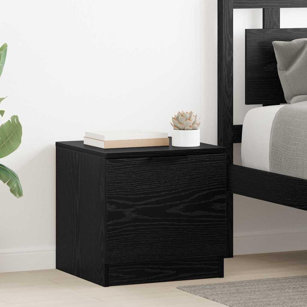 Sengeskab 2 stk Sort eg 40 x 39 x 40 cm Konstrueret træ