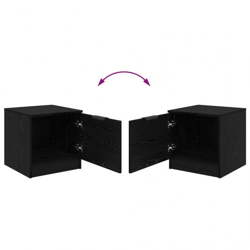 Sengeborde 2 stk. sort eg 40 x 39 x 40 cm