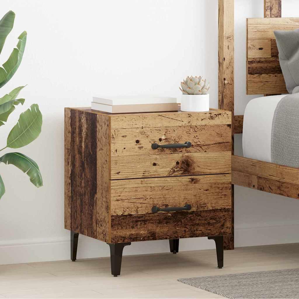Sengeskab 2 stk Gammelt træ 40 x 35 x 47,5 cm Konstrueret træ