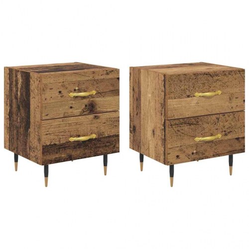 Natskab sæt af 2 - gammelt træ look, 40 × 35 × 47,5 cm, konstrueret træ