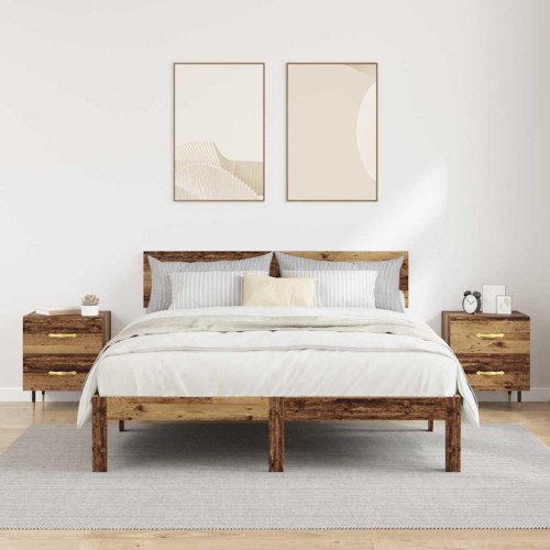 Natskab sæt af 2 - gammelt træ look, 40 × 35 × 47,5 cm, konstrueret træ