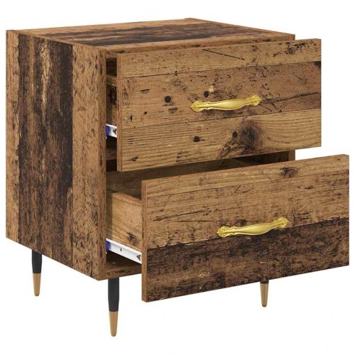 Natskab sæt af 2 - gammelt træ look, 40 × 35 × 47,5 cm, konstrueret træ