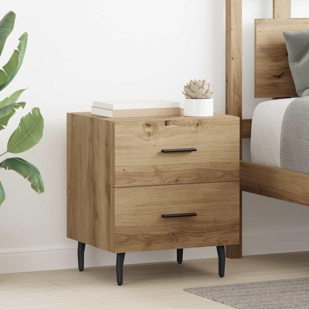 Sengeborde 2 Stk. 40X35X47,5 Cm Konstrueret Træ Hvid - artisan eg / 2