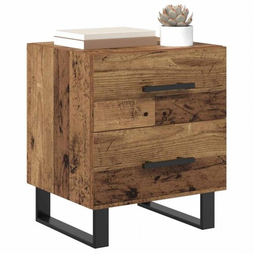 Sengebord med 2 skuffer - gammelt træ 40 x 35 x 47,5 cm