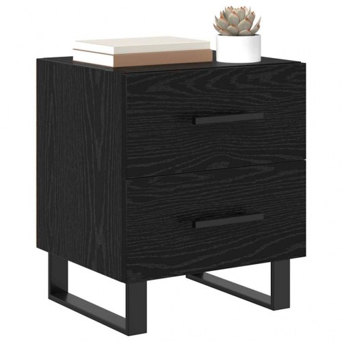 Sengebord i sort eg med 2 skuffer - 40 x 35 x 47,5 cm