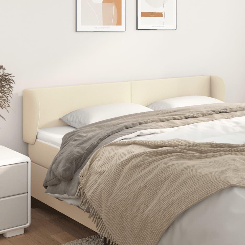 Sengegavl med kanter i kunstlæder - 203×23×78/88 cm, creme