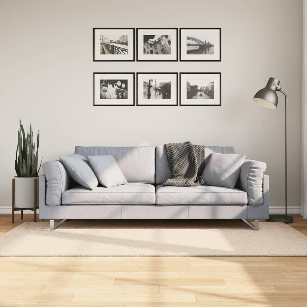 Gulvtæppe HUARTE 100x200 cm kort luv og vaskbart beige