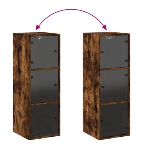 Skab med glaslåger 35x37x100 cm røget egetræsfarve