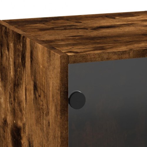 Skab med glaslåger 35x37x100 cm røget egetræsfarve