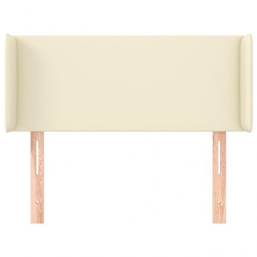 Sengegavl med kanter 93x16x78/88 cm kunstlæder cremefarvet