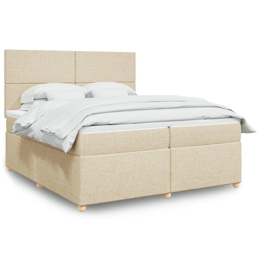 Kontinentalseng med madras 200x200 cm - stof, cremefarvet