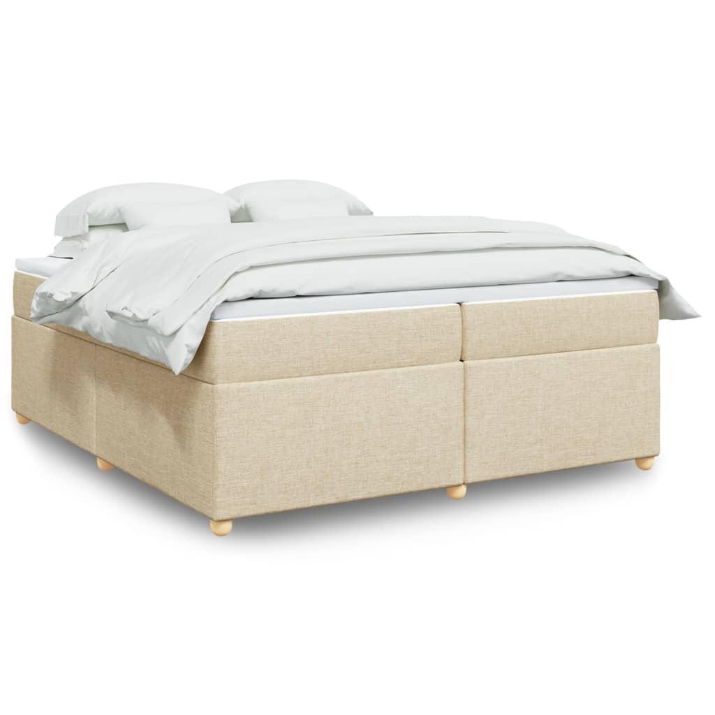 Kontinentalseng med madras og topmadras 200×200 cm - stof, cremefarvet