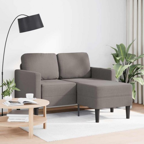 2-personers sofa med chaiselong - L-formet, 125 cm, stof i gråbrun