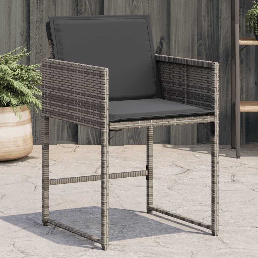Havestole med hynder 4 stk. polyrattan grå