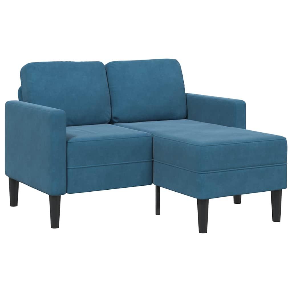 2-personers sofa med chaiselong L-formet 125 cm fløjl blå