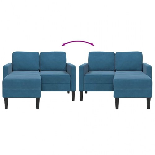 2-personers sofa med chaiselong L-formet 125 cm fløjl blå