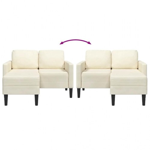2-personers sofa med chaiselong L-formet 125 cm fløjl creme
